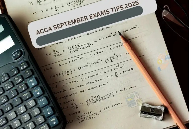 ACCA September Exams Tips 2025 study notes with calculator and pencil.