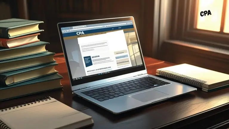 a laptop on desk with cpa website on it.
